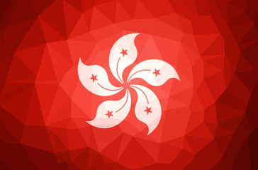 Wall Mural - Hong Kong Flag Abstract polygon background.