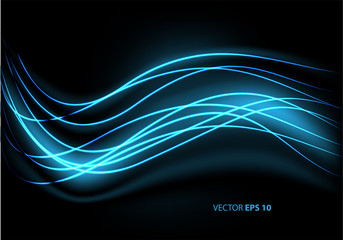 Poster - Abstract blue light line curve wave energy technology futuristic background vector illustration.