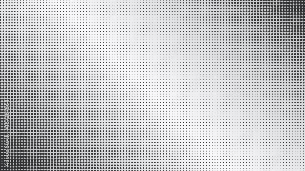 Abstract monochrome black dotted and gray diagonal gradiented background. Pop art retro texture for wallpaper, banner or presentation design - obrazy, fototapety, plakaty 