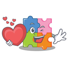 Sticker - With heart puzzle mascot cartoon style