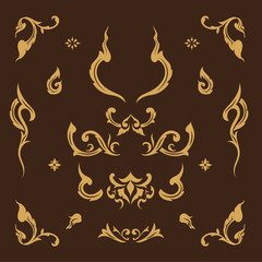 Wall Mural - set of contemporary thai art element vector illustration