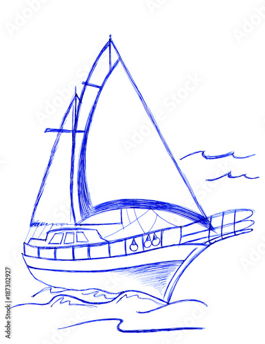 Barca A Vela Disegno A Penna Buy This Stock Illustration