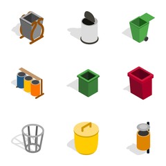 Poster - Trash can icons, isometric 3d style