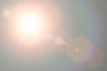 vector transparent sunlight special lens flare light effect. sun flash with warm rays and spotlight.