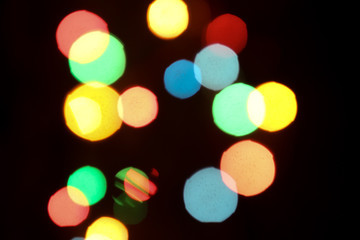 bright lights on black background, colored lights, colorful bokeh, colorful circles