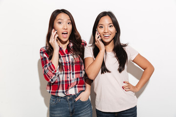 Poster - Women sisters talking by their mobile phones