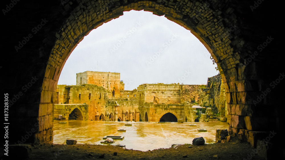 Obraz na płótnie Interior View to Krak des Chevaliers Castle Syria w salonie