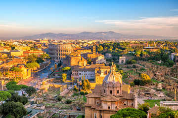 Poster - Top view of  Rome city skyline from Castel Sant'Angelo