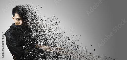Cuadros en Lienzo dispersion effect of asian man body shattering
