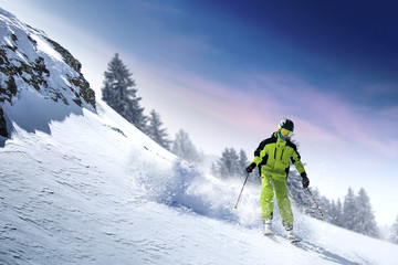 Wall Mural - winter skier 