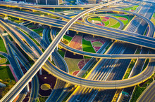 Sheikh Zayed Road Intersection In Modern Dubai City,Dubai,United Arab Emirates