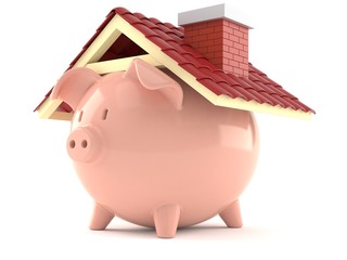 Canvas Print - Piggy bank with roof