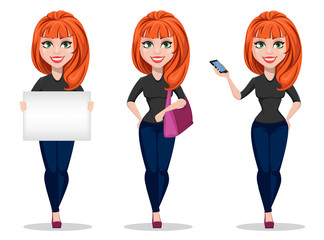 Wall Mural - Freelancer woman cartoon character