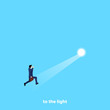 © dimon_ua - a man in a business suit runs to the light source, an isometric image