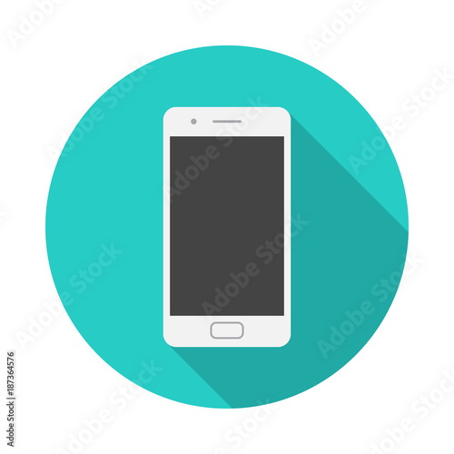 Cuadros en Lienzo Mobile phone circle icon with long shadow