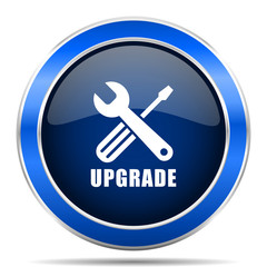 Aufkleber - Upgrade vector icon. Modern design blue silver metallic glossy web and mobile applications button in eps 10