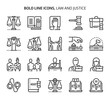 © howcolour - Law and justice, bold line icons