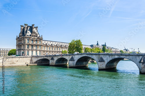 Flora Pavilion ot the Louvre and Pont Royal. Paris. France Poster Mural XXL