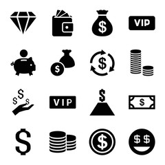 Poster - Rich icons. set of 16 editable filled rich icons
