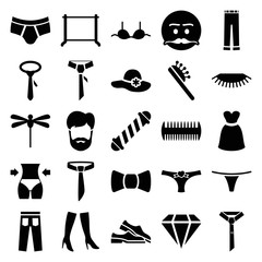 Sticker - Fashion icons. set of 25 editable filled fashion icons