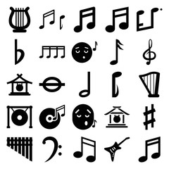 Poster - Melody icons. set of 25 editable filled melody icons