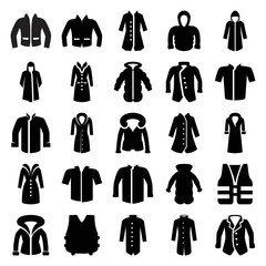Wall Mural - Jacket icons. set of 25 editable filled jacket icons