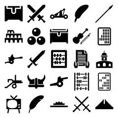 Poster - Antique icons. set of 25 editable filled antique icons