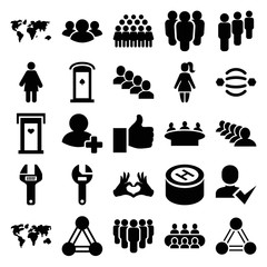 Poster - Community icons. set of 25 editable filled community icons
