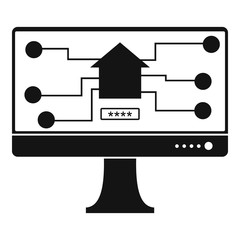 Poster - Monitor chip icon, simple style