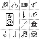 Fototapeta  - Musical icons. set of 13 editable outline musical icons