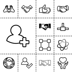 Poster - Friendship icons. set of 13 editable outline friendship icons