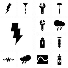 Poster - Bolt icons. set of 13 editable filled bolt icons