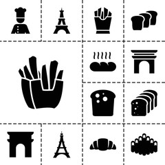 Sticker - French icons. set of 13 editable filled french icons