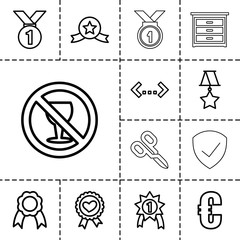 Wall Mural - Badge icons. set of 13 editable outline badge icons