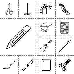 Sticker - Tool icons. set of 13 editable outline tool icons