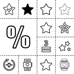 Sticker - Rate icons. set of 13 editable outline rate icons