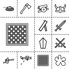 Wall Mural - Battle icons. set of 13 editable outline battle icons