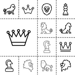 Wall Mural - King icons. set of 13 editable outline king icons