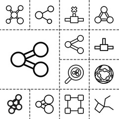 Poster - Share icons. set of 13 editable outline share icons