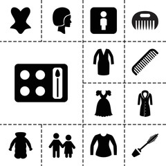 Poster - Female icons. set of 13 editable filled female icons