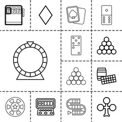 Wall Mural - Gambling icons. set of 13 editable outline gambling icons