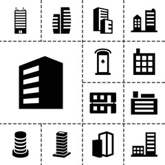 Poster - Apartment icons. set of 13 editable filled apartment icons