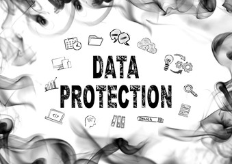 Wall Mural - data protection concept. smoke on white. abstract, advertising and marketing background.