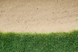 © charnsitr - background of green grass with sand bunker in a golf course