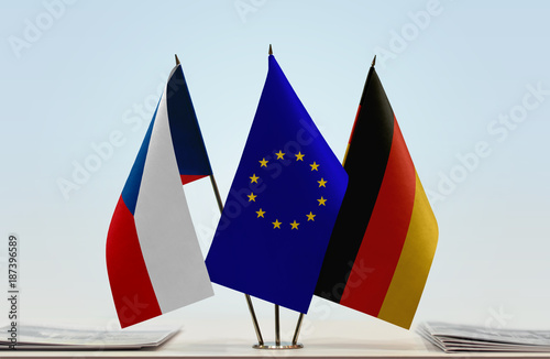 Flags of Czech Republic European Union and Germany Poster