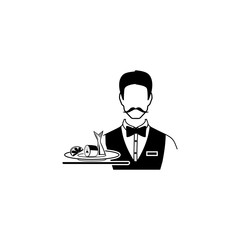 Wall Mural - waiter serving herring icon. Fish and sea products elements. Premium quality graphic design icon. Simple love icon for websites, web design, mobile app, info graphics