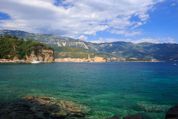 Wall Mural - The Mediterranean sea and the green mountains.