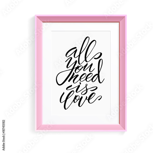 Unique brushpen lettering all you need is love плакат