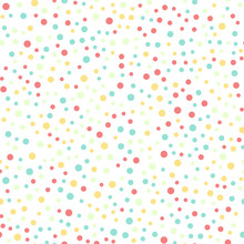 Colorful Polka Dots Seamless Pattern On Black 16 Background. Exceptional Classic Colorful Polka Dots Textile Pattern. Seamless Scattered Confetti Fall Chaotic Decor. Abstract Vector Illustration.