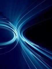 Poster - Abstract blue and black background texture. Dynamic curves ands blurs pattern. Detailed fractal graphics. Science and technology concept.